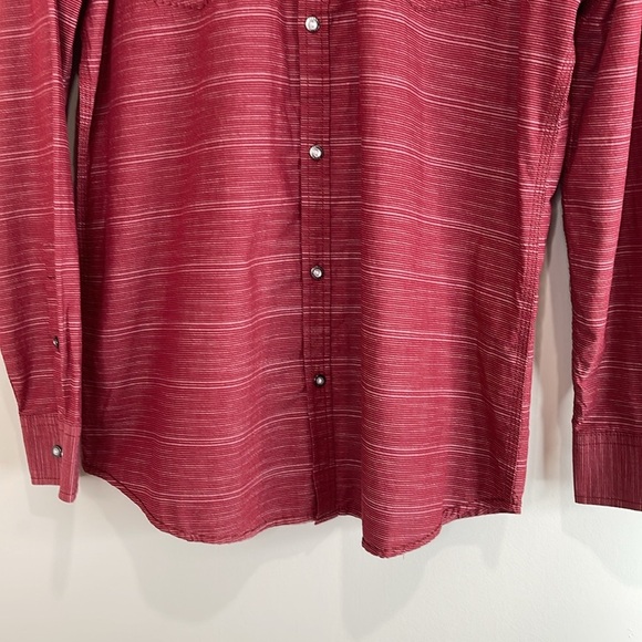 Point Zero Mens NWT Black Label Semi Fit Burgundy Button-Up Shirt Western Vibe L - Picture 4 of 14